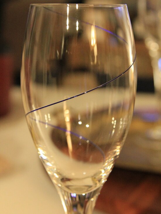 Kosta Boda Other - Vintage Set of 6 Flutes with Blue Spiral Swirl